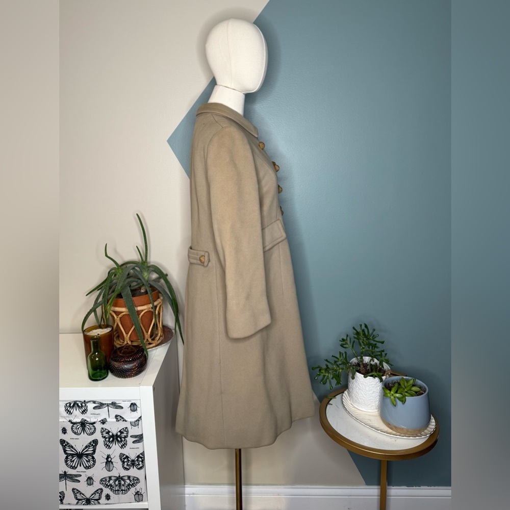 Ben Zuckerman for Lord & Taylor Vintage 1960s Wool Coat Taupe Fit & Flare Size 8 - Picture 5 of 15